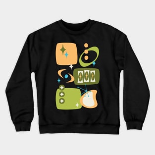 Atomic Age, Mid Century Abstract 19 in Green, Orange, Light Blue Crewneck Sweatshirt